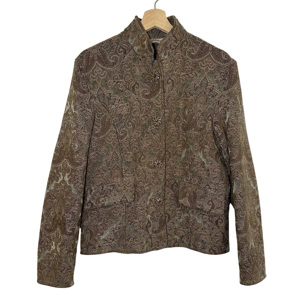 Flashback Vintage Blazer Women LARGE Tapestry Brown Cottage Statement Jacket